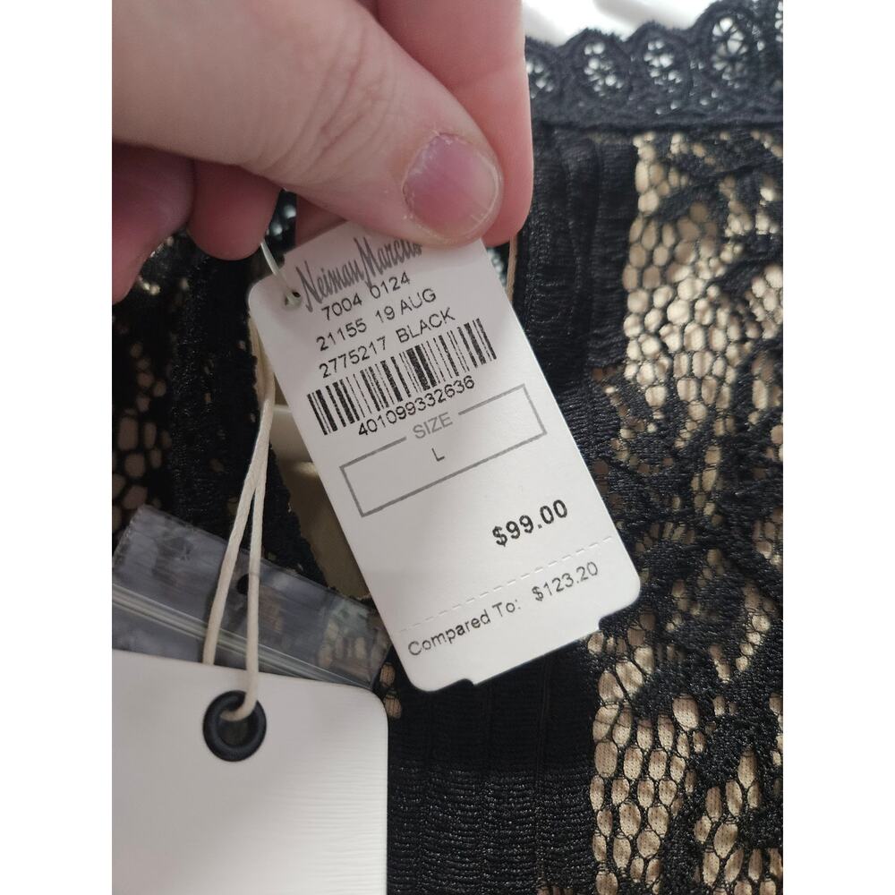 Lumie Black Lace Sheer Dress Nude Lining Gothic Romantic Long Sleeve Size L NWT - Picture 5 of 11